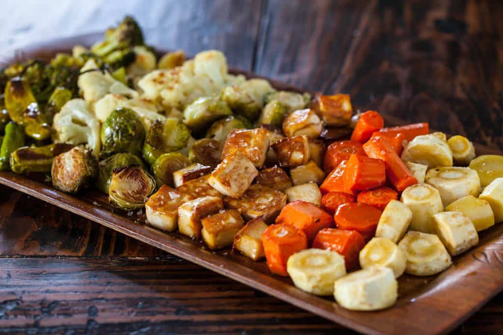 platter of Roasted Tofu and Vegetables 