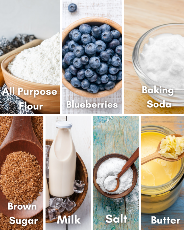 ingredients for blueberry muffin in a mug. 