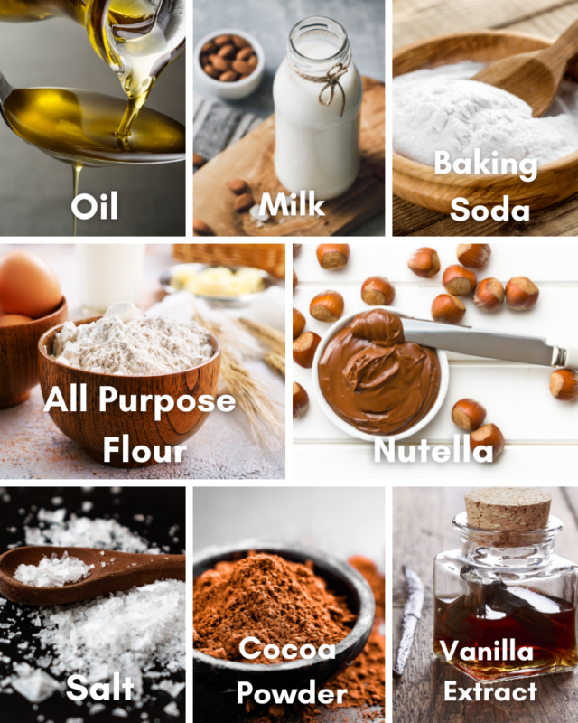 Ingredients for Nutella Cake. 