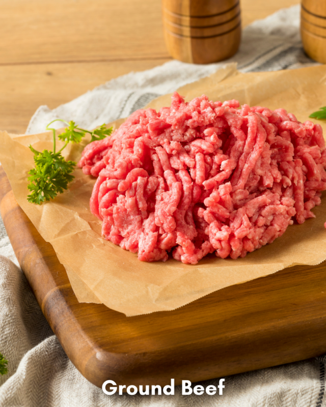 Ingredients for ground beef in the microwave. 