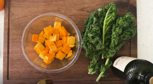 Butternut squash and kale for the salad.