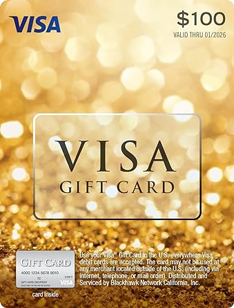 A Visa Prepaid Gift Card showcased on a decorative background, symbolizing the gift of choice and endless shopping possibilities.