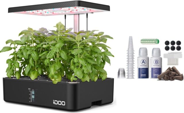 iDOO Hydroponics Growing System Kit 12Pods, Indoor Garden with LED Grow Light