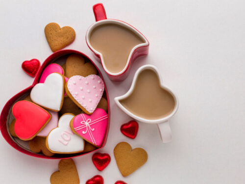 Valentine's box of cookies and coffee